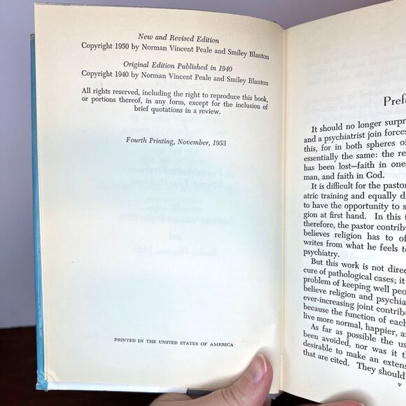 Faith Is The Answer by Norman Vincent Peale and Smiley Blanton Hardcover Book - Picture 11 of 16